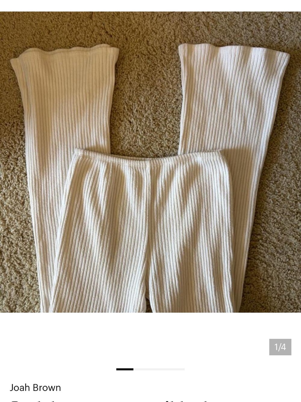 Joah brown cream ribbed pants high rise flare xs/s
